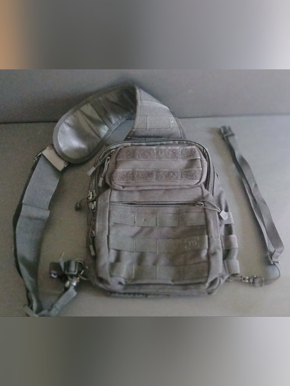 Black Tactical Sling Bag for Men - Compact Crossbody Organizer